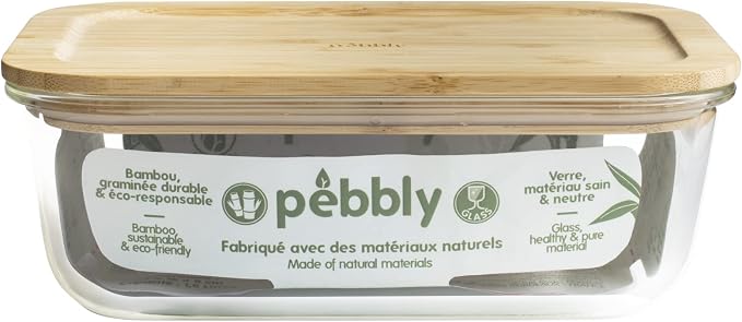 Pebbly 1800ml Rectangular Glass Dish/Box with Bamboo Lid