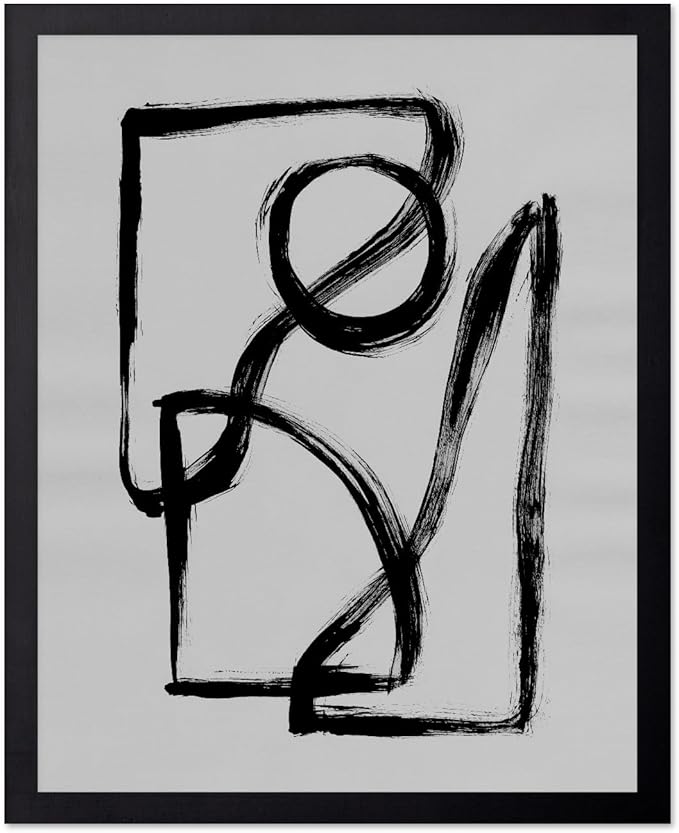 Monem Art Black and White Abstract Line Art Print - Minimalist Monochrome Brushstroke Art Poster - Wall Decor for Living Room, Bedroom or Office - 30x40 Unframed Wall Art by Mareike Bohmer