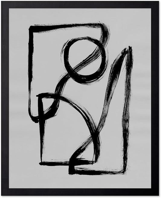 Monem Art Black and White Abstract Line Art Print - Minimalist Monochrome Brushstroke Art Poster - Wall Decor for Living Room, Bedroom or Office - 30x40 Unframed Wall Art by Mareike Bohmer