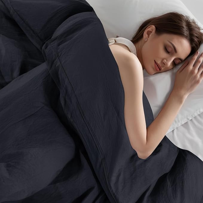 NEXHOME PRO Cal King Duvet Cover Set – 100% Certified Organic Cotton with Washed Feel & Linen-Like Texture, Comfortable & Breathable, Home Bedding Set Dark Grey (No Comforter)