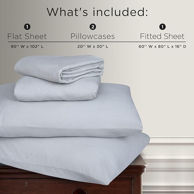 Briarwood Home® Flannel Sheet Set, 100% Organic Cotton, Six-Fold Brushed, Super Soft, Warm, Cozy, Deep Pocket Bedding with NanoTech Infuse for Added Durability and Lasting Comfort (Smoke Grey, Queen)