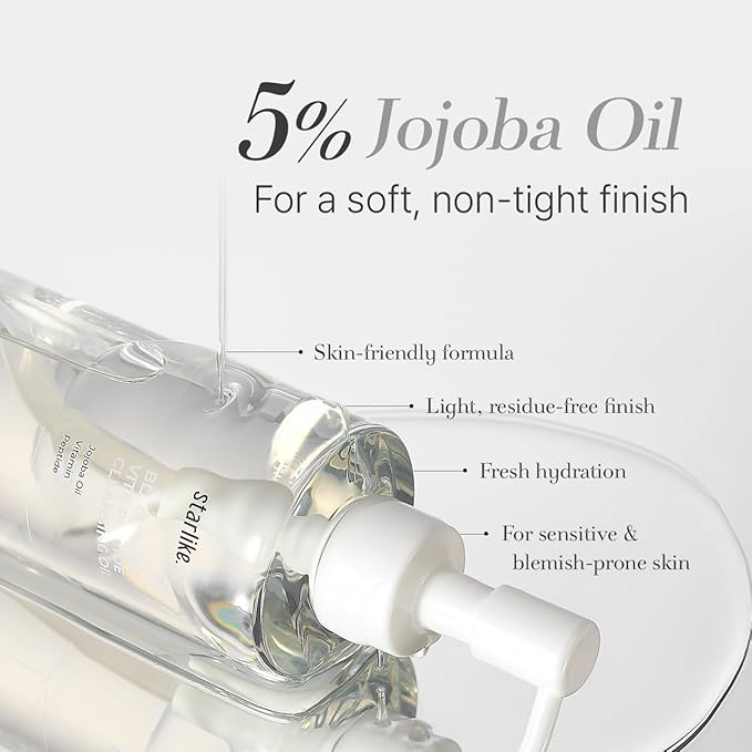 starlike Black Pore Vita Peptide Cleansing Oil I Jojoba 5%, AHA & LHA I Oil Cleanser for Face I Deep Cleansing Makeup Remover I Targets Clogging Blackheads I Korean Skincare I 6.76 Fl oz (200ml)