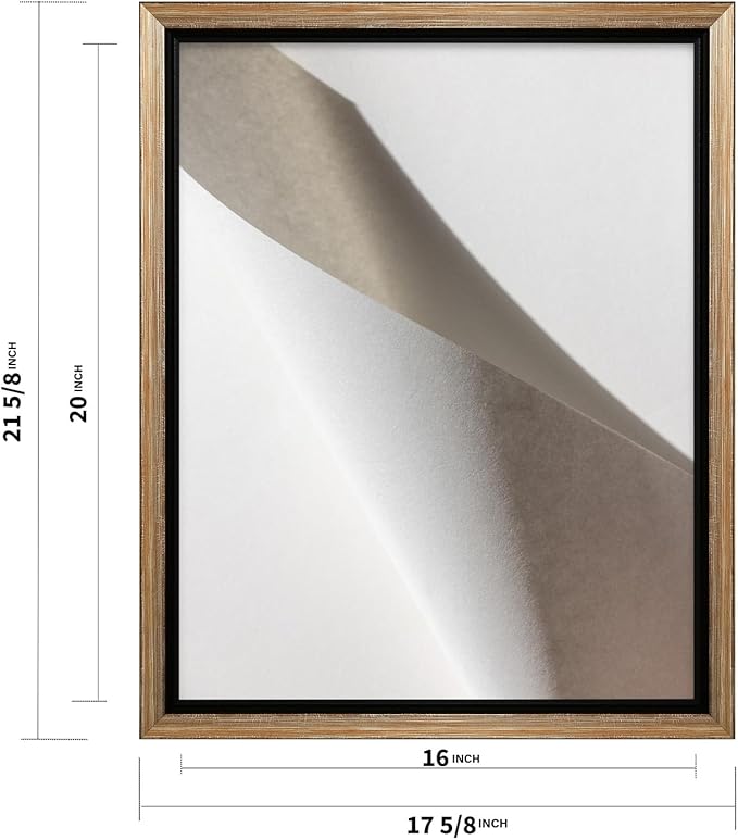 Monem Art Minimalist Folded Paper Abstract Print - Scandinavian Neutral Texture Art Poster - Wall Decor for Living Room, Bedroom or Office - 16x20 Silver Framed CANVAS Wall Art by Mareike Bohmer