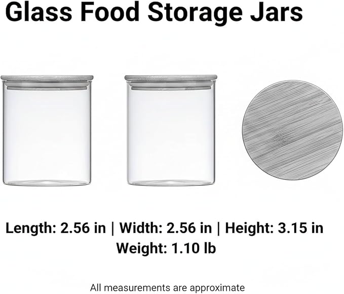 Borosilicate Glass Storage Jars with Bamboo Lids, Clear Kitchen Canisters for Pantry Organization of Dry Goods, Coffee, Tea, and Grains