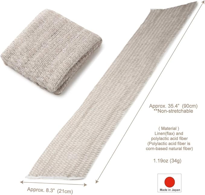 Exfoliating Washcloth [Made in Japan] Shower Back Scrubber, Plant-Based Body Exfoliating Towel (Linen)