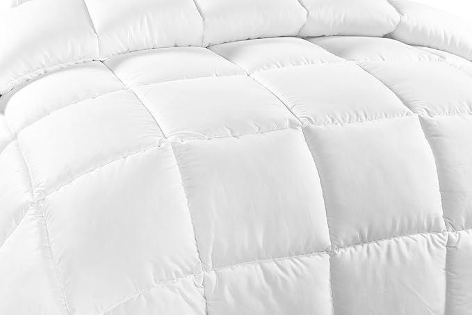 Chezmoi Collection Medium Warmth White Down Alternative Comforter w/Space Saver Storage Bag Duvet Insert, Corner Tabs, Hypoallergenic, Allergy Free, Oversized Queen Size