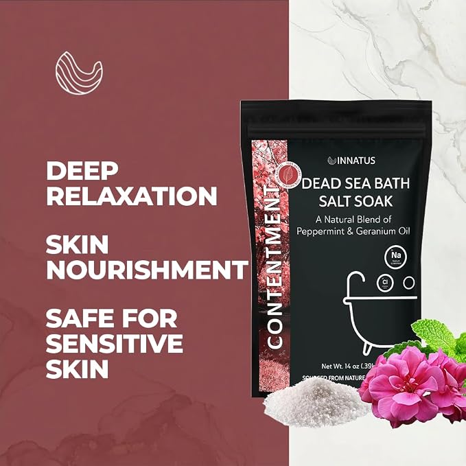 Dead Sea Soothing Bath Salt Soak with 21 Minerals – Relaxing, Detoxifying, and Nourishing for Skin – 14oz, Infused with Essential Oils – Rejuvenate Mind & Body. (Peppermint)
