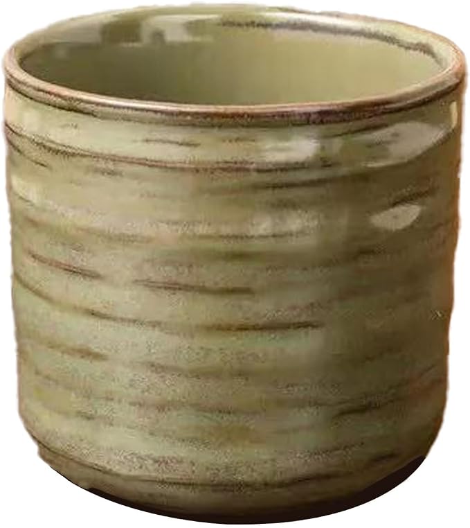 Vintage Ceramic Mug, Japanese Tea Cup 6oz Cup No Handle Drinking Cup for Espresso, Cortado, Matcha, Green Tea, Microwave and Dishwasher Safe, Kiln Transformation Cup (Vintage Green)