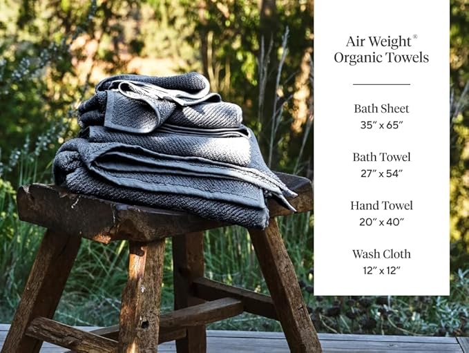 Coyuchi Air Weight Organic Wash Cloth, 6 Piece Set, Shadow