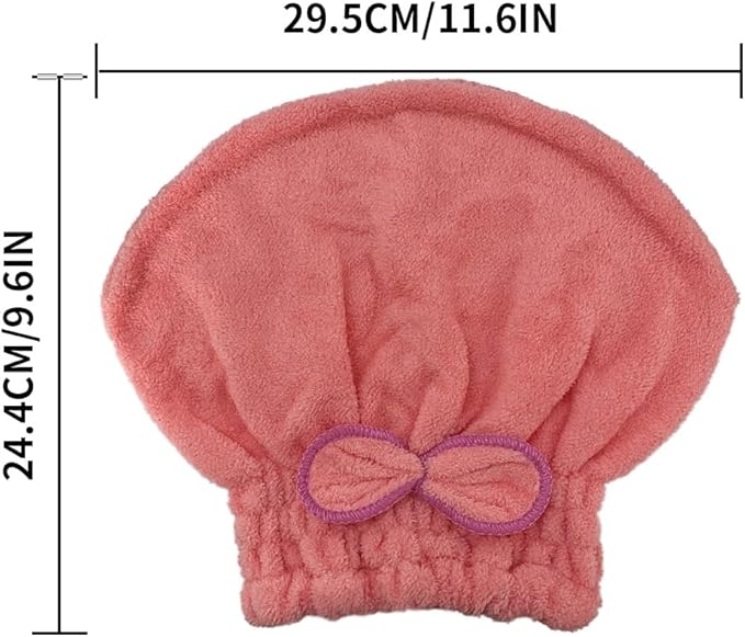2 Pack Microfiber Hair Towel with Bow Tie ，Quick Absorbent Drying Towel for Women，Drying Hair Wrap Towels Shower Cap for All Hair Style