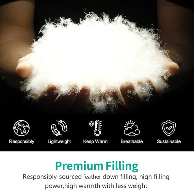 APSMILE King Size Down Feather Fibers Heavyweight Duvet Insert - Thick Comforter with 100% Cotton Cover, Fluffy Fill-Power Winter Bedding for Cold Weather (106 x 90 inches, Ivory White)