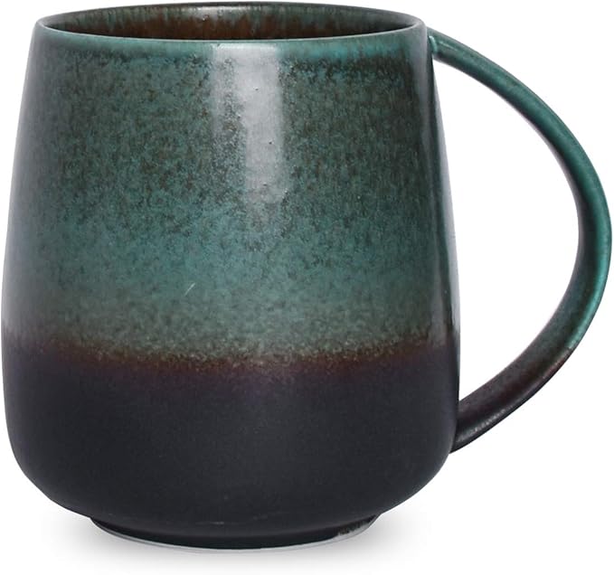 Bosmarlin Matte Ceramic Coffee Mug, Tea Cup for Office and Home, 13 oz, Dishwasher and Microwave Safe, 1 Pack (Forest night)