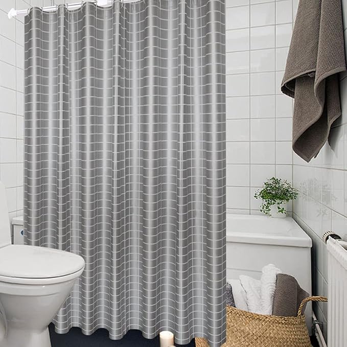 Premium Waterproof PEVA Shower Curtain, Bathroom Bathtub Curtain Liner with Rust Proof Metal Grommets and Hooks