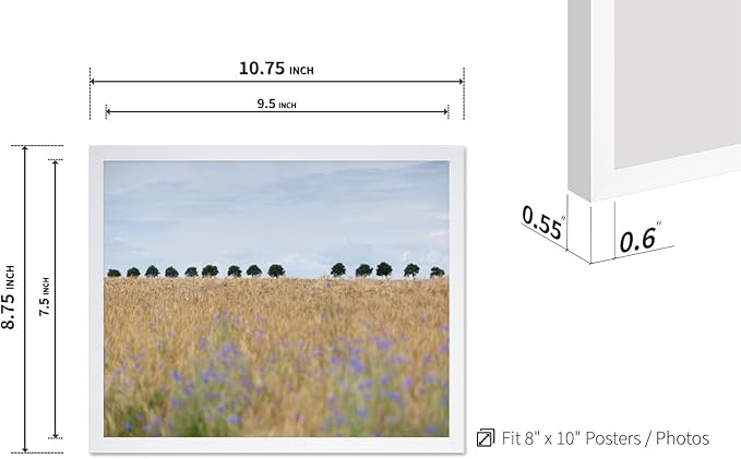 Monem Art Golden Meadow Horizon Landscape Print - Minimalist Nature Photography Poster - Wall Decor for Living Room, Bedroom or Office - 8x10 White Framed Wall Art by Mareike Bohmer
