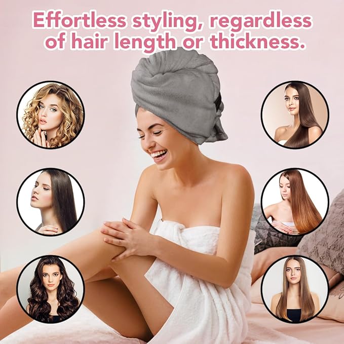 AIDEA Microfiber Hair Towel, Open Wide-End Hair Towels, Super Absorbent Hair Towel Wrap for Women, 5Pack, 31.5×18.9 inch