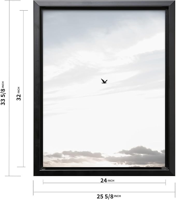 Monem Art Minimalist Bird in Sky Photography Print - Moody Nordic Landscape Art Poster - Wall Decor for Living Room, Bedroom or Office - 24x32 Black Framed CANVAS Wall Art by Mareike Bohmer