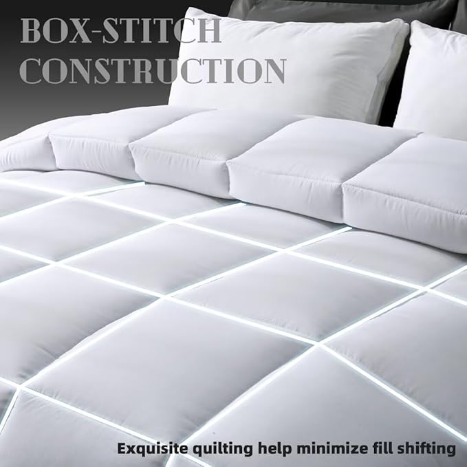 DOWNCOOL Comforters California King Size, Duvet Insert,White All Season Duvet, Lightweight Quilt, Down Alternative Hotel Comforter with Corner Tabs (White, California King 104x96 Inches)