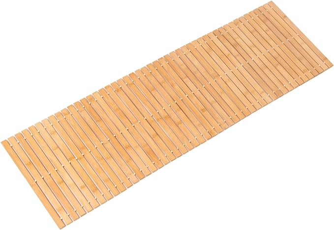 Bamboo Bath Mat Bathroom Runner Long Large Rugs Floor Wood Shower Bathtub Waterproof Non Slip Accessories 16x48 Inch Easy to Clean, Natural Bamboo, 1 pc