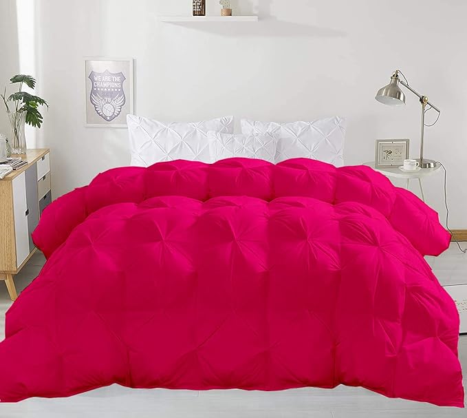 Hypoallergenic 1000-TC Pinch Pleated Down Alternative Comforter Super King Plus 120x120 Inches 1pc Comforter & 2 pcs Pillow Covers, 700 GSM & All Side Corner Tabs 100% Egyptian Cotton