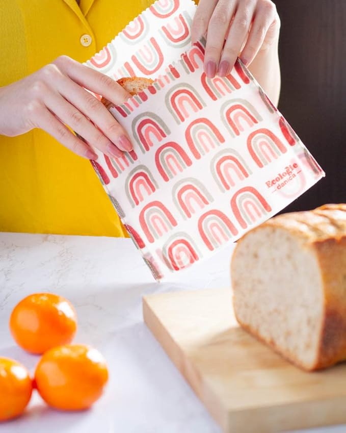 Ecologie Reusable Beeswax Sandwich Bag Prisma Reusable Food Storage Bags, 6.5 x L6.5, Set of 2