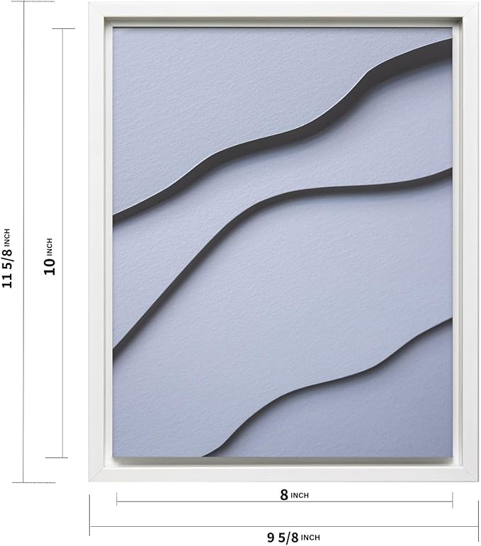 Monem Art Minimalist White Paper Waves Print - Abstract Scandinavian Texture Poster - Wall Decor for Living Room, Bedroom or Office - 8x10 White Framed CANVAS Wall Art by Mareike Bohmer
