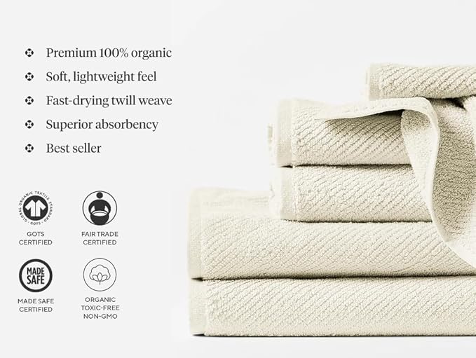 Coyuchi Air Weight Organic Wash Cloth, 6 Piece Set, Shadow