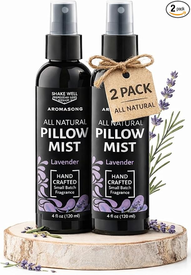 Aromasong Lavender Spray for Sleep Pillow | 2-Pack | All Natural Calming Linen & Bedtime Sleep Mist for Deep Sleep - Pillow Spray for Sleeping Aromatherapy with Botanical Essential Oils for Relaxing