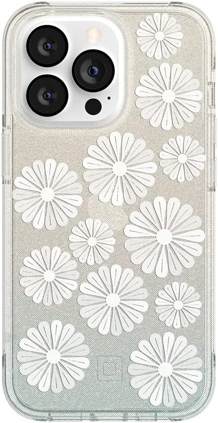 Incipio Design Series Case for 6.1-Inch iPhone 13 Pro, Flower Fields Glitter Wash