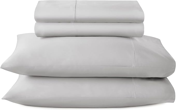 100% Organic Cotton Sheets Queen Size - GOTS Certified Organic Bed Sheets with Deep Pocket 500 Thread Count and Cozy Sateen Weave Gets Softer with Each Wash - Luxury 4 Piece Set (Gray, Queen)