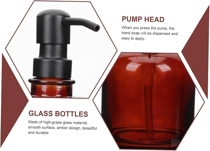 soap Dispenser Glass Soap Dispenser with Ergonomic Stainless Steel Pump Refillable Household Bottle Hand soap Container
