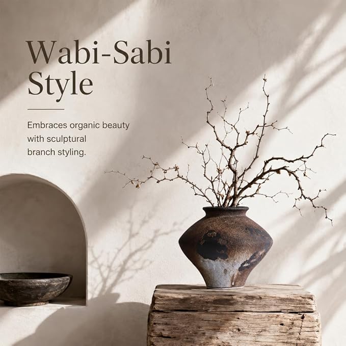 Wabi Sabi Vase, 6.7" Wabi Sabi Decor Rustic Vase, Brown Ceramic Vase for Centerpiece, Vintage Farmhouse Decor for Home Decorative, Table, Living Room, Bedroom, Bathroom, Kitchen
