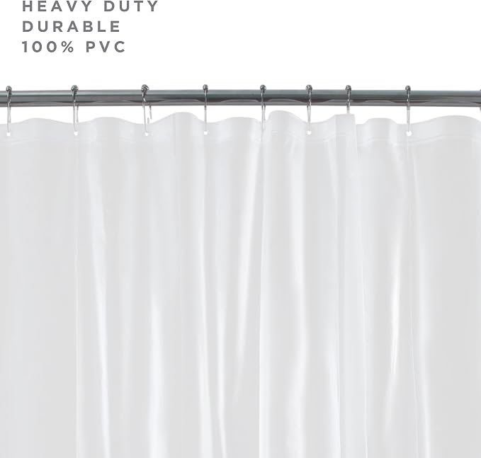 Bath Bliss Heavy Duty Shower Curtain Liner, 3 Magnet Hem, White