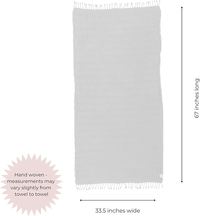 InfuseZen Stonewashed Turkish Cotton Bath and Beach Towel - Off White | 100% Organic, Thin, Soft, Lightweight, Absorbent, Quick-Drying, Large Peshtemal, Sand-Resistant for Shower, Pool, Spa, Travel