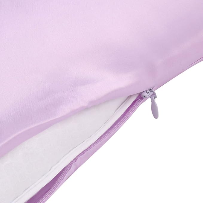 uxcell 1 Pack 100% Charmeuse Pure Silk Pillowcase for Hair and Skin, 350TC 19 Momme Soft Breathable Pillow Case with Hidden Zipper, Light Purple Silk Pillowcase Travel (14x20inch)