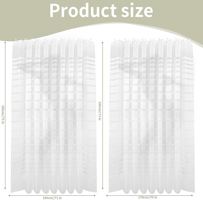 Hotel Quality Shower Curtain Liner - 70x72 Waterproof PEVA, Clear Stripes Design for Light-Filtering, Eco-Friendly & PVC-Free, Modern Semi-Transparent Bathroom Decor with Hooks