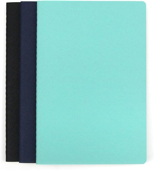 Notebook 3 Pack - 5 “x8”- Made of sustainable and excellent quality paper, simple, natural, portable and flexible design, suitable for office, school (black&dark blue&lime green