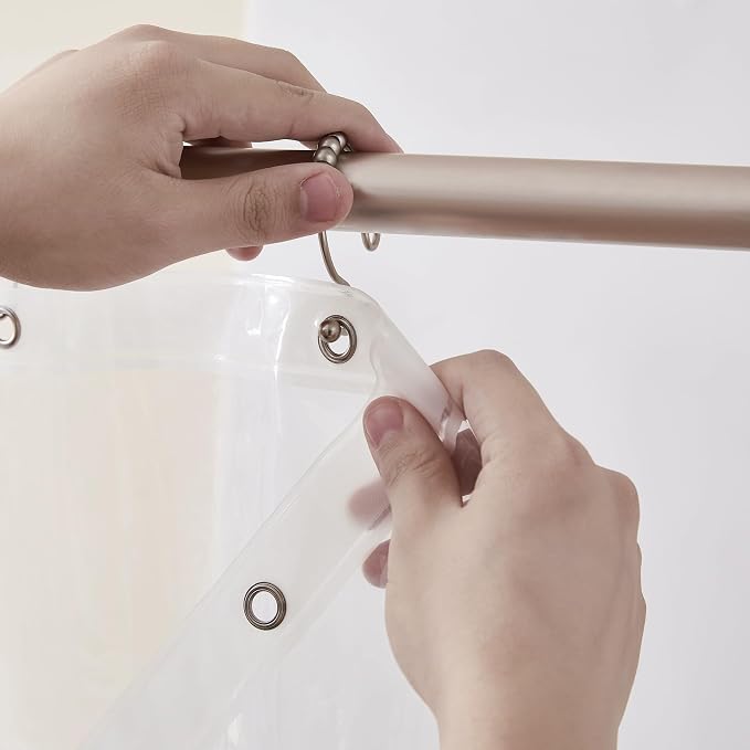 London Fog 8G PEVA Shower Liner with Metal Grommets 1-Piece Standard Shower Curtain in Clear, 70 x 72, PEVA, Adult, All Season, Oeko-TEX Certified