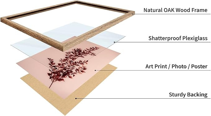 Monem Art Dried Red Botanical Branch Print - Minimalist Boho Nature Poster - Wall Decor for Living Room, Bedroom or Office - 16x20 Beige Framed Wall Art by Mareike Bohmer