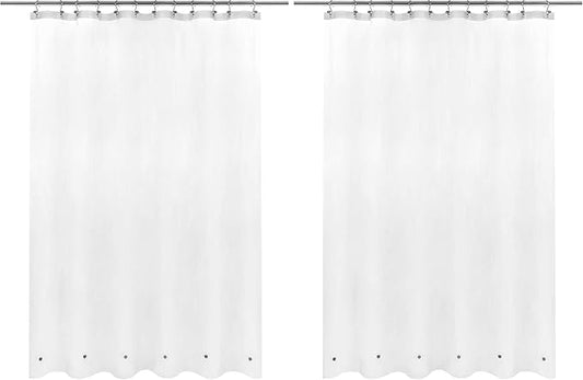 Barossa Design Long Shower Curtain Liner with 6 Magnets - 72" x 78", Waterproof PEVA Shower Liner for Bath Tub, PVC Free, Metal Grommets - Frost, 72x78 (Pack of 2)