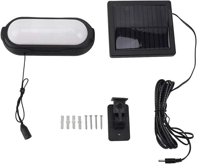 Tiiyee Solar Pendant Light, Solar Shed Light Outdoor Indoor Hanging Barn Lamp Wall Mounted Pull Cord Switch Waterproof Energy Saving for Camping Garden Patio Chicken Coop Gazebo Barn Daytime Available