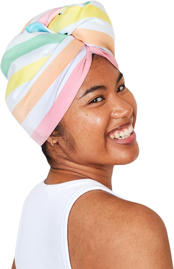 Dock & Bay Turban Hair Towel - for Home & the Beach - Super Absorbent, Quick Dry - Summer - Unicorn Waves, One Size
