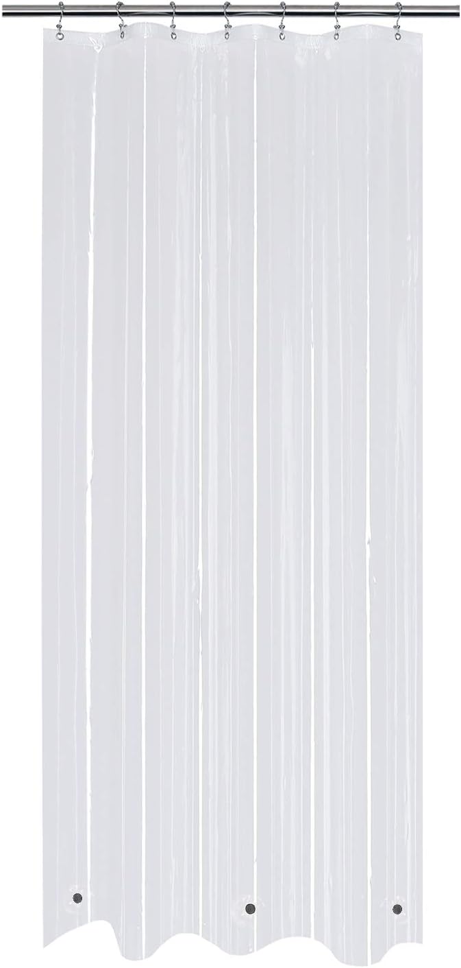 Mrs Awesome 36x78 Small Stall Shower Curtain Liner with 3 Magnets Clear PEVA 8G Thick & Heavy Duty, Waterproof, Narrow Stall Size 36 x 78 inches, Clear