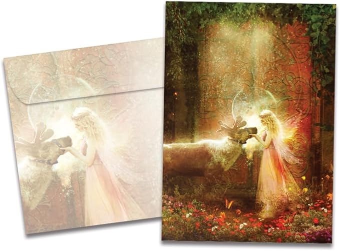 Tree-Free Greetings Gentle Kindness Solstice Cards - 10 Recycled 5x7 Cards & Matching Envelopes, Thick Cardstock, Made in USA - Mystical Fairy Ring