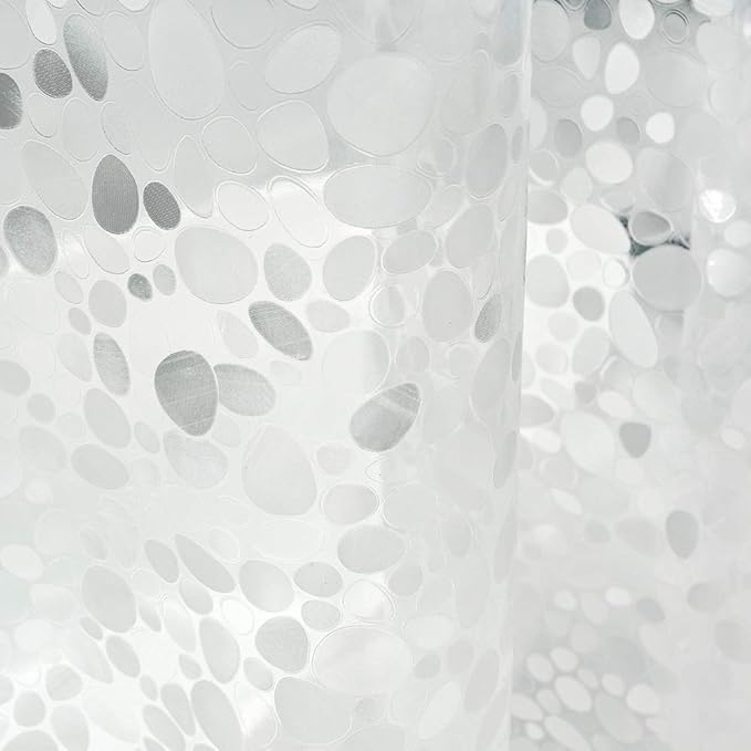 EurCross EVA PVC Free Heavy Duty Shower Curtain Liner 72 x 72 inches with 3D Pebble Design, Weighted Waterproof Plastic Clear Shower Curtain for Bathroom with 5 Magnets,not Stiff