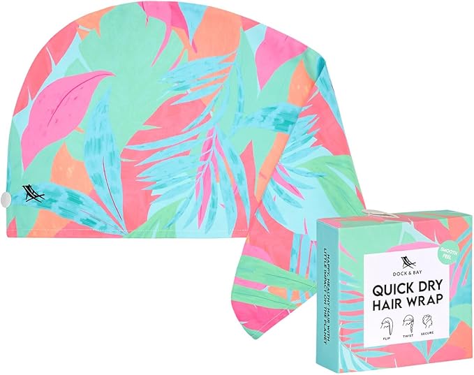 Dock & Bay Turban Hair Towel - for Home & the Beach - Super Absorbent, Quick Dry - Hot Tropics, One Size
