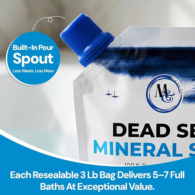 Dead Sea Bath Salt for Bath & Foot Soak, Unscented Fine Grain, 3lb - 4 Pack