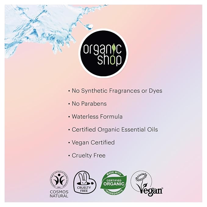 Organic Shop Micellar Water with Hyaluronic Acid & Vitamin C, Pure No-Rinse, Natural Hydrating Facial Cleanser - Organic Makeup Remover, For All Skin Types, Vegan, Cruelty Free. 300 ml