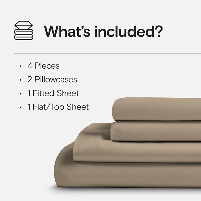 DOZ Sheet Set, 100% Viscose derived from Bamboo, Organically Grown, Buttery Soft, Cooling Sheets, High GSM, Deep Pockets - 4 Piece - 2 Pillowcases 1 Fitted Sheet 1 Top Sheet (Dune, King)