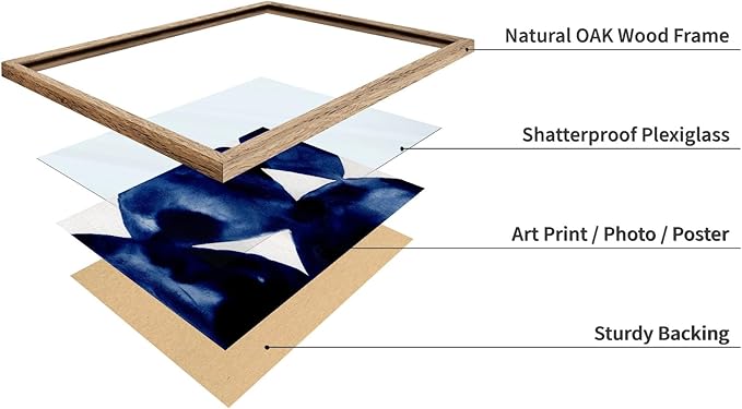 Monem Art Indigo Abstract Watercolor Painting Print - Minimalist Modern Art Poster - Wall Decor for Living Room, Bedroom or Office - 8x10 Beige Framed Wall Art by Mareike Bohmer