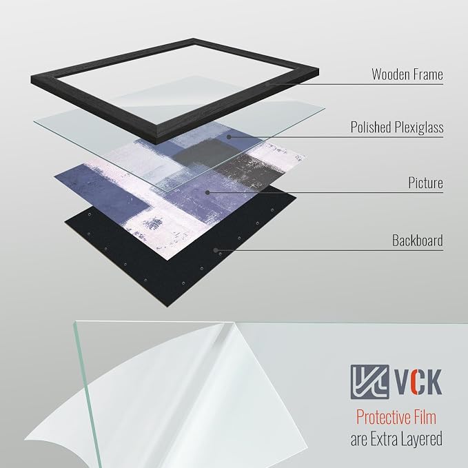 VCK 8x10 Picture Frame Set of 3, Black Wood Frames, Gallery Wall Decor Photo Frames for Wall Mounting Horizontally or Vertically